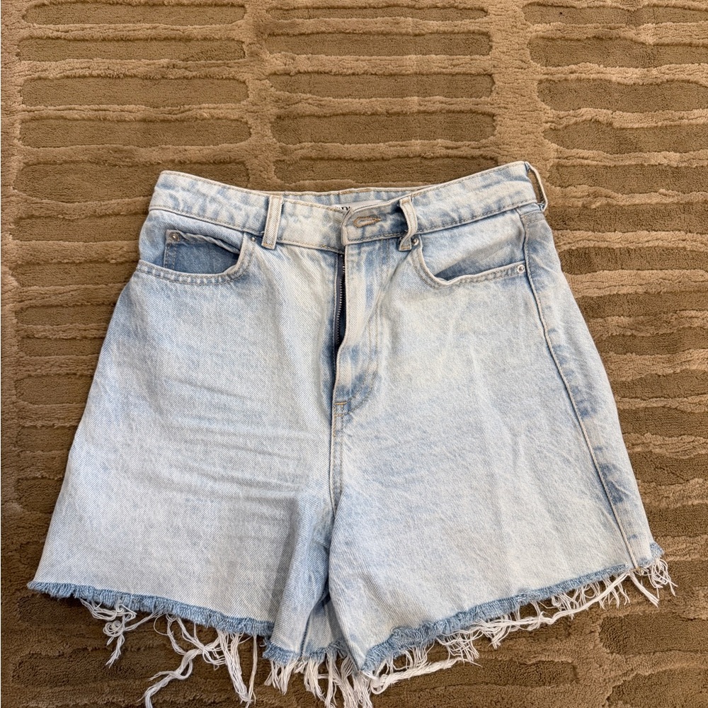 Zara Light Blue Denim Women Shorts